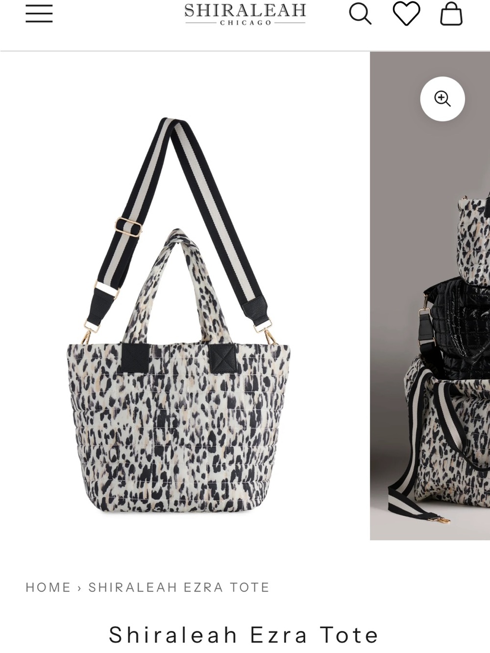 Shiraleah Ezra Tote in Black and Cream Leopard Print